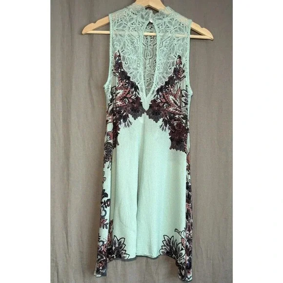 Intimately Free People Marsha Lace Slip Dress Turquoise Blue Floral Flowing XS - Picture 13 of 16